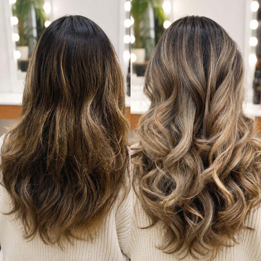 Före och efter – balayage hos Hair Care